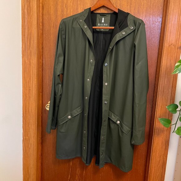 Rains Long Jacket in Green Unisex Size L/XL - Picture 4 of 13